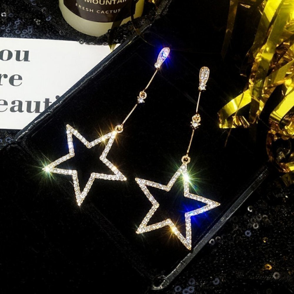 Crystal star Long Earrings Romantic jewelry